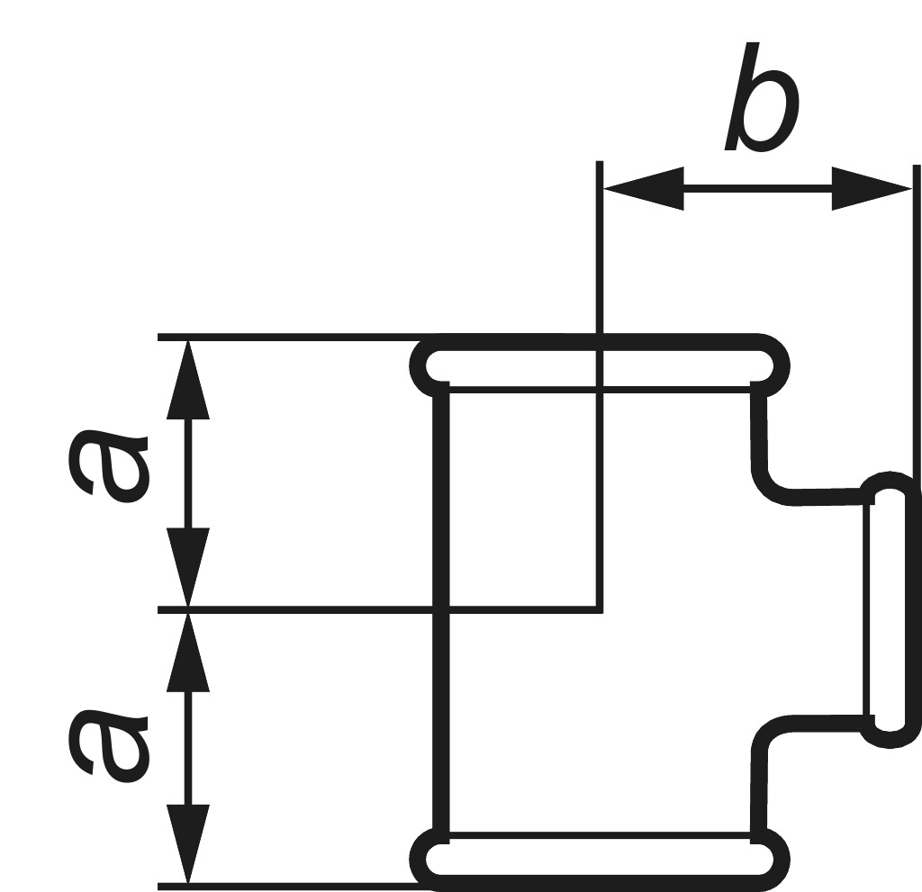 GF  130 T-Stück 1/2 x 1/4 x 1/2" schwarz
